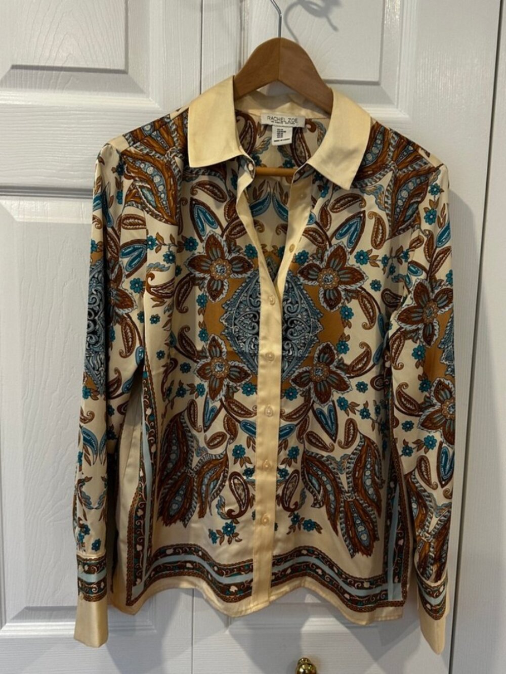 Rachel Zoe Paisley Floral Button Down Blouse Top Size Medium